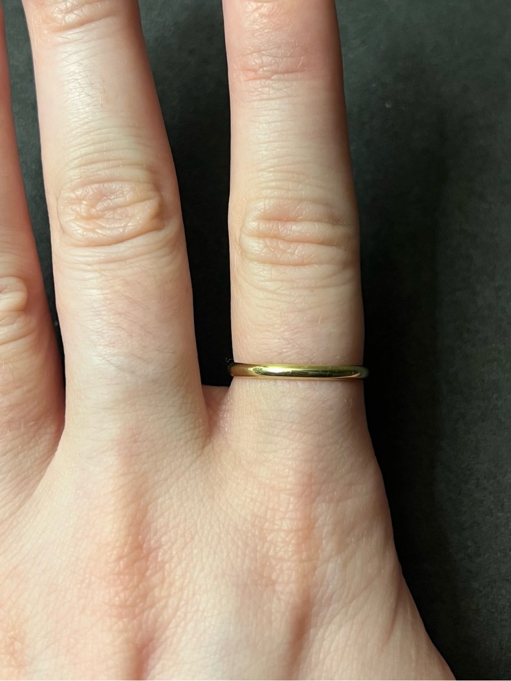 14k Gold Traditional Curved Wedding Band or Stacking Ring - Minimalist. Size 7